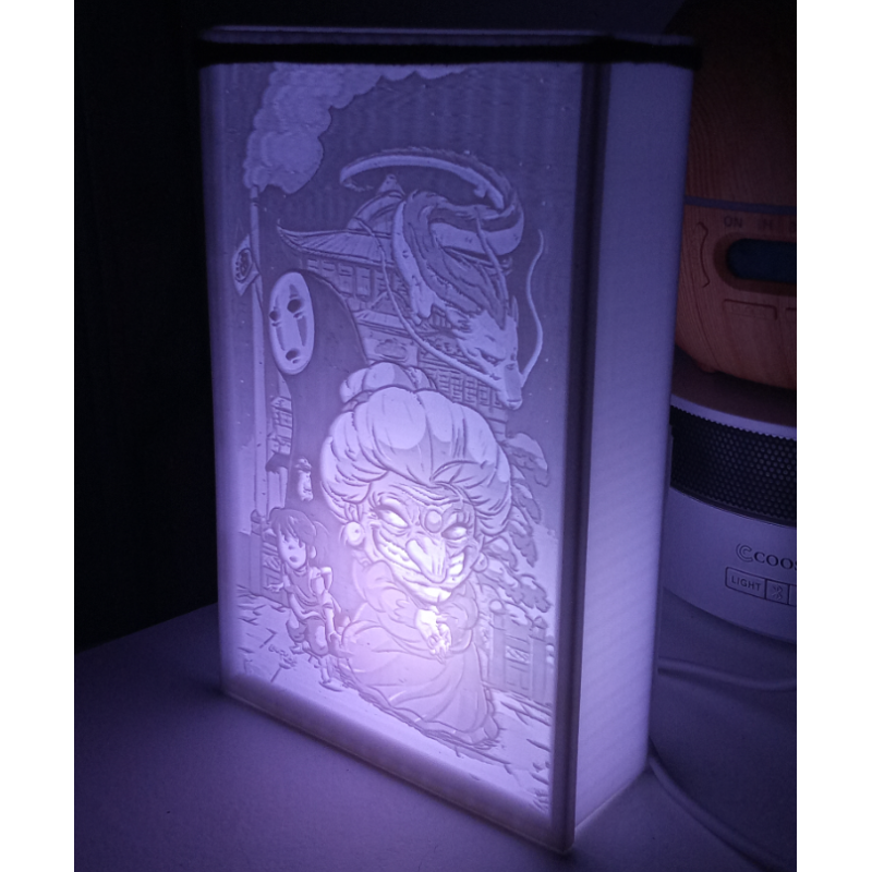 Lámpara Litofanía Chihiro y Haku